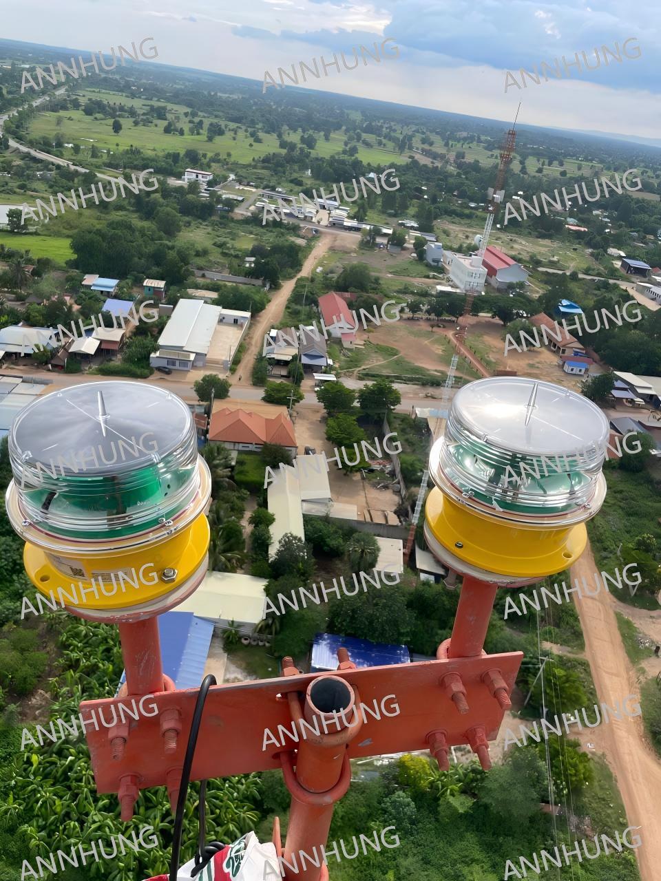 Latest company case about Solar Aviation Obstruction Light Installation for Cambodia Telecom Tower ICAO FAA L-810 Compliant