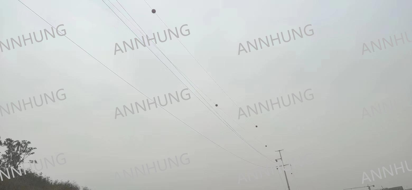 Latest company case about Aircraft Warning Sphere Installation Case: AH-AWS 600 mm Fiberglass Markers on High-Voltage Transmission Lines